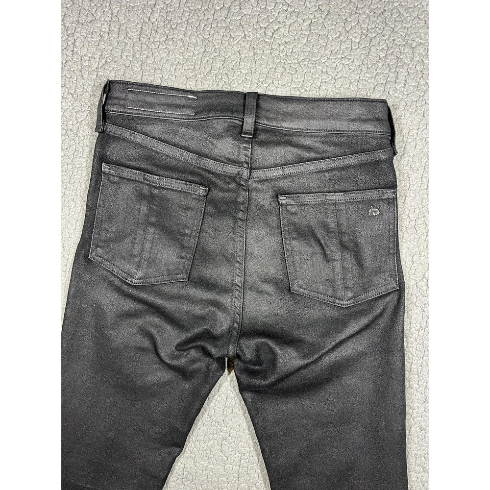 Rag & Bone Jeans Womens 27 Shiny Black High Rise Skinny Denim Stretch Coated - Picture 4 of 16